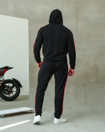 Костюм спортивний чоловічий лампаси весна Чорно-червоний XL Харків