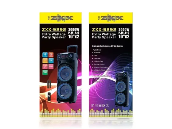 Акустична переносна колонка ZXX-9292 60Вт 10" 72х43х34см TWS/FM/USB/TF/SD/BT/REC/EQ/LED/2MIC/ДК Київ
