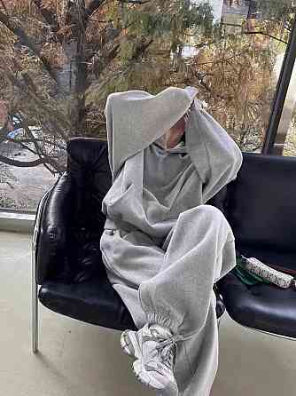 Жіночий утеплений оверсайз костюм двійка тринитка на флісі + рибана Меланж, 48/50 Одеса