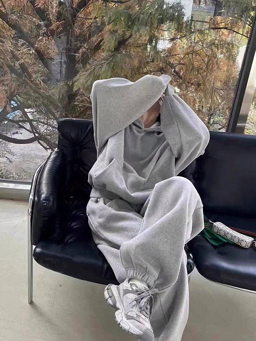 Женский утепленный оверсайз костюм двойка трехнитка на флисе + рибана Меланж, 48/50 Одесса - изображение 3