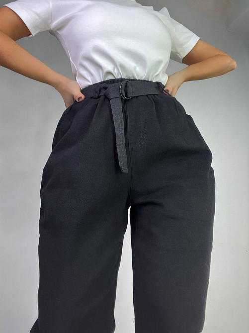 Джинси жіночі A-N 25072 MOM банани талія на резинці з ременем чорні, чорний, M, M, 77 см, 105 см Київ - фото 11