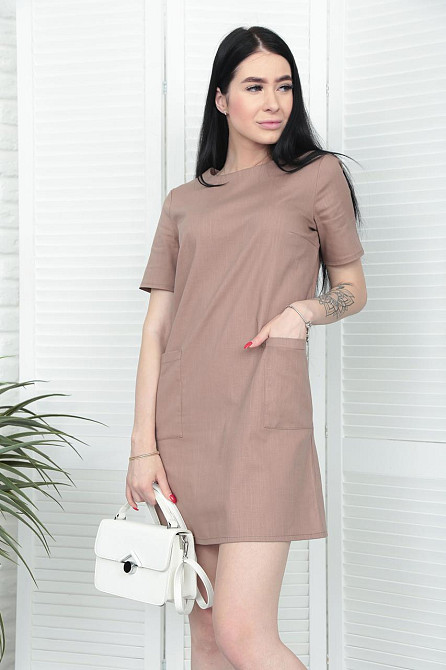 Літня сукня з кишенями "Tiffany" оптом Капучіно, 46-48 Київ - фото 1