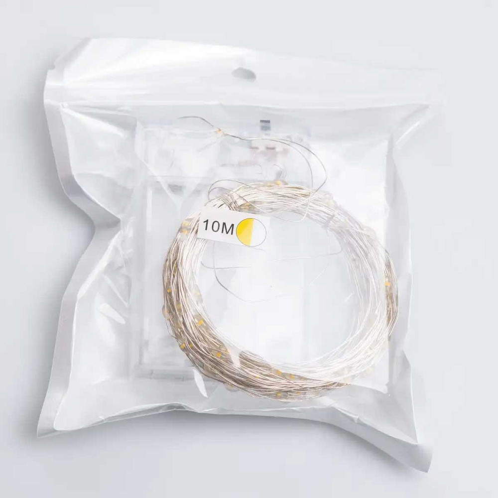 Гірлянда "Роса" 10м, 100 LED, жовтий провід, на батарейках Київ - фото 6