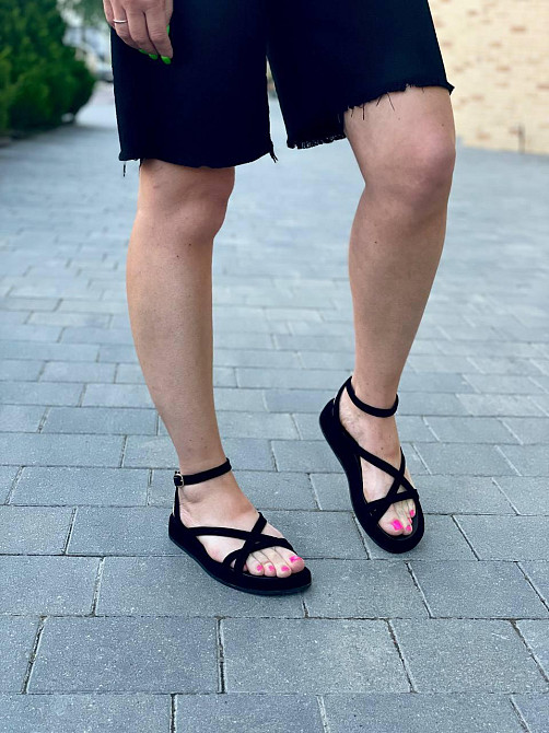 Edan Instruments Босоніжки жіночі чорні EDAN 350 літні, натуральна замша / Зручні босоніжки на Коломия - фото 6