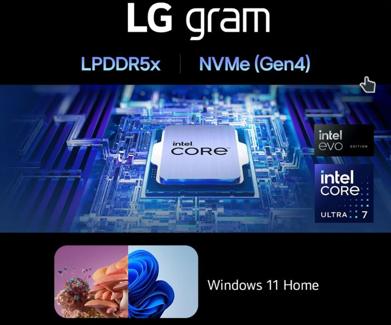 Ноутбук LG Gram Pro 17z90sp-adb9u1 17" WQXGA IPS Intel Core Ultra 155H 32/512GB SSD Windows 11 Николаев - изображение 5