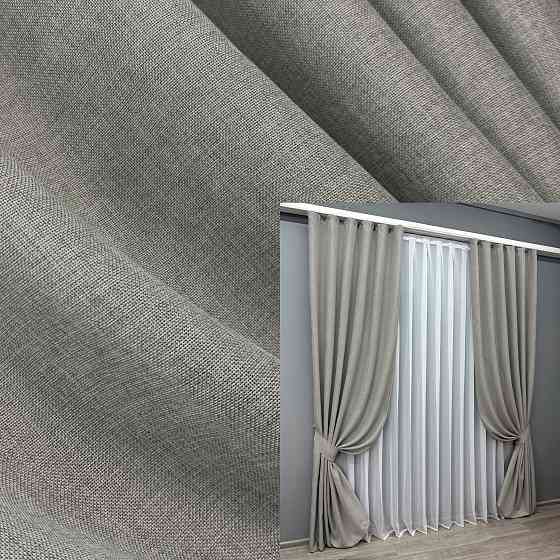 Комплект готових штор VR-Textil Льон Мішковина № 1016ш Світло-сірий 100х270 см 2 шт (31-326) Київ