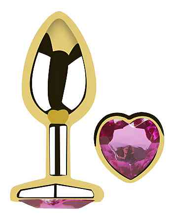 Анальная пробка с кристаллом EGZO - Gold Heart Plug Rose size M Sex Aura Киев