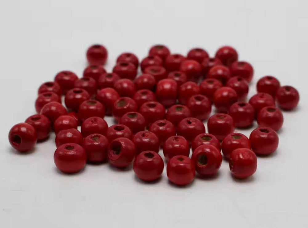 Червоні дерев’яні намистини 8 мм – набір 50 шт для рукоділля та прикрас Київ - фото 5