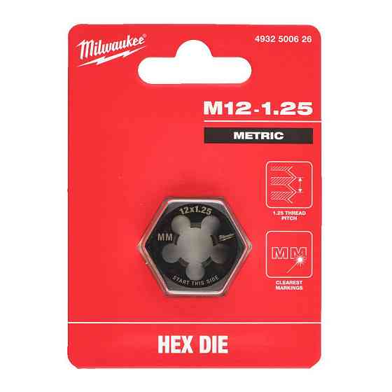 Плашка шестигранна MILWAUKEE, М12-1,25мм Одеса