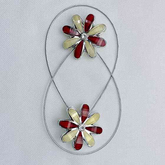 Магніти для штор та гардин "Квітка" набір 2 шт Червоний з жовтим (81-251) Київ