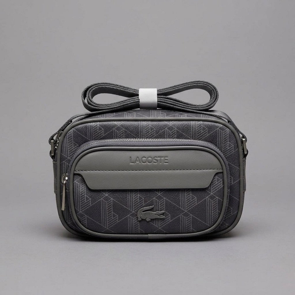Чоловіча брендова сумка, борсетка на плече Лакоста, Lacoste (3651) grey Київ - фото 1