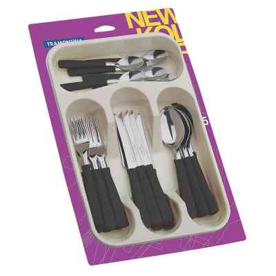 Набор столовых приборов Tramontina New Kolor 25 предметів в лотку Чорний (23198/075) Винница