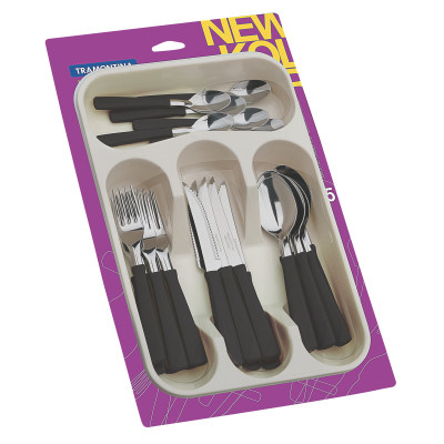Набор столовых приборов Tramontina New Kolor 25 предметів в лотку Чорний (23198/075) Винница - изображение 1