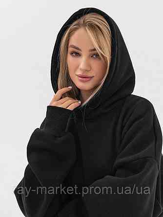 Худи оверсайз утепленное RAY OVERSIZE женское черное (U0404W-Black) L-XL Киев