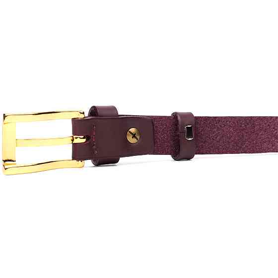Модный узкий кожаный ремень для женщин GRANDE PELLE 22953 Бордовый Киев