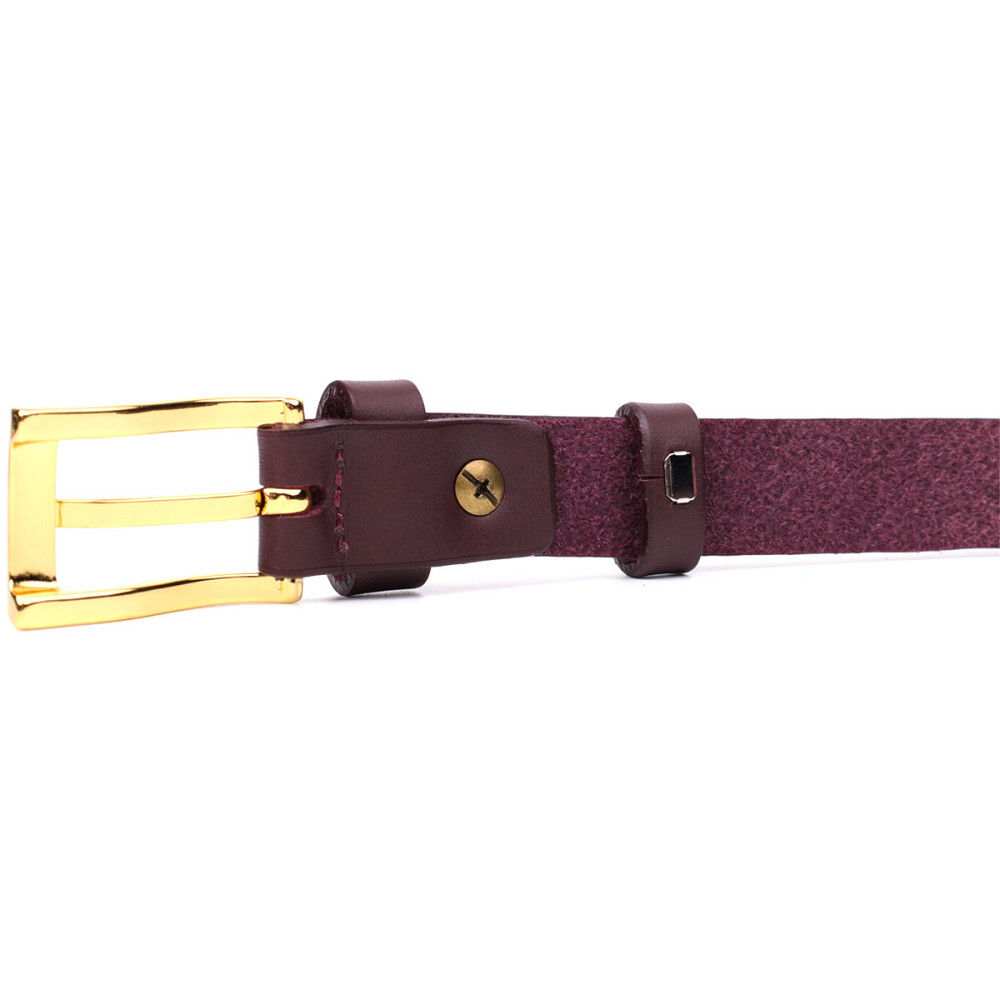 Модний вузький шкіряний ремінь для жінок GRANDE PELLE 22953 Бордовий Київ - фото 6