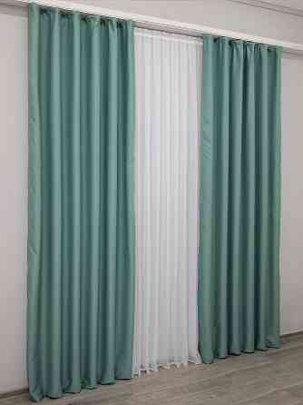 Комплект готовых штор VR-Textil Блэкаут Midnight № 1229ш Бирюзовый 100х290 см 2 шт (31-518) Киев