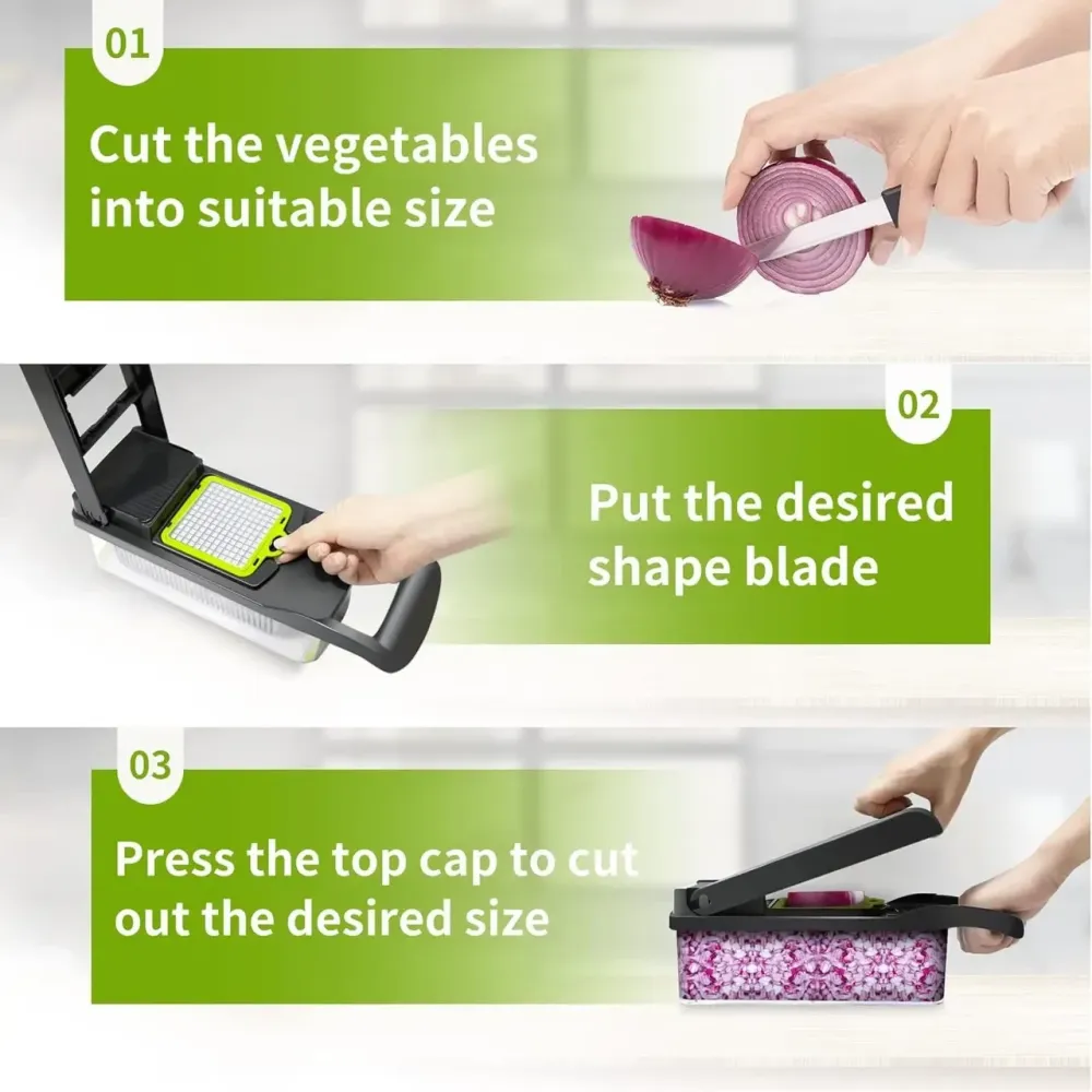 Овочерізка 14 в 1 Veggie Slicer компактна з контейнером для овочів та змінними насадками Одеса - фото 5