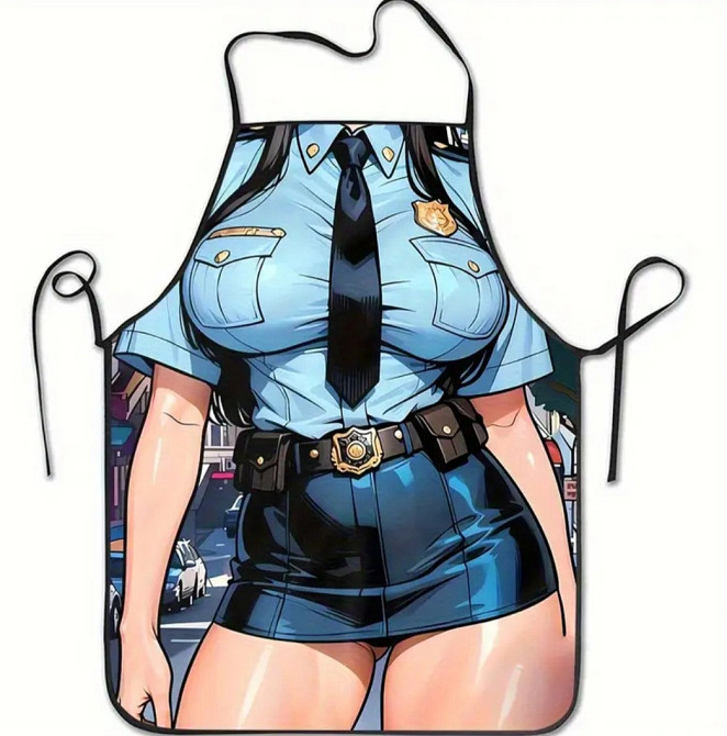 Фартух з приколом для жінок – жінка в поліцейській формі 72 на 53 см різнобарвний Київ - фото 1
