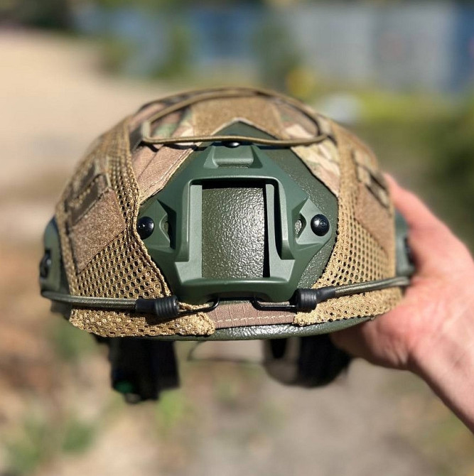 Тактичний комплект шолом Fast + кавер + навушники Earmor М31 + кріплення Чебурашка (Оливковий) M Київ - фото 4