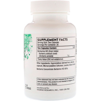 Трави Thorne Research Берберин-500, Berberine-500, 60 капсул (THR-04800) Вінниця - фото 2