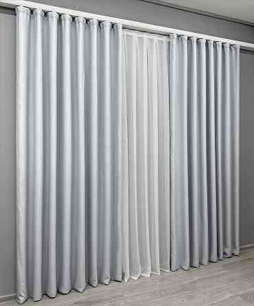 Комплект штор VR-Textil Блекаут двосторонній Scandi № 1899ш Сіро-блакитний 150х270 см 2 шт (33-0931) Київ