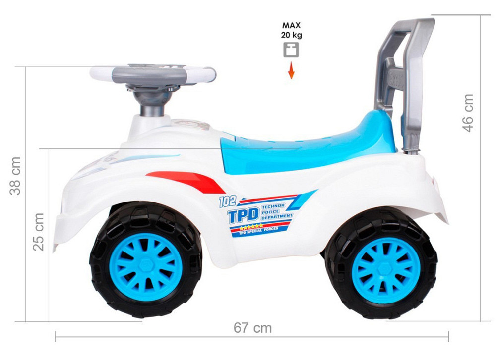 Толокар музичний «Поліція» ТехноК 7433 дитяча машинка каталка для дітей Київ - фото 4