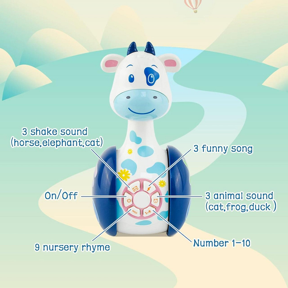Іграшка музична інтерактивна Auptiouet мод.1 синя навчальна корова з музикою підсвічуванням розвивальна для дітей 1-4 роки Київ - фото 2