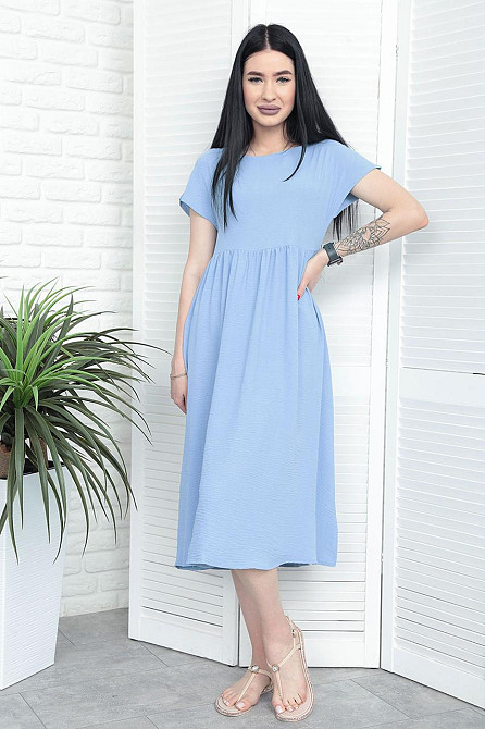 Літня сукня міді вільного крою "Ordinary" оптом | Норма Блакитний, 42-44 Київ - фото 1