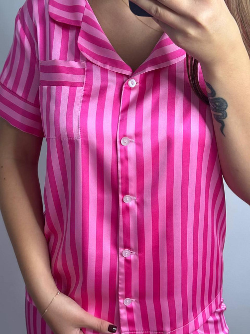 Жіноча піжама сатин Малиновий XL-XXL Харків - фото 3