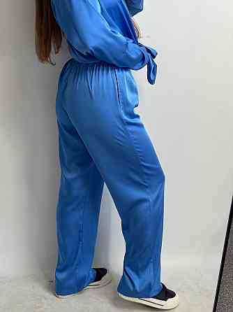 Жіночий шовковий костюм із штанами Синій M/L Харків