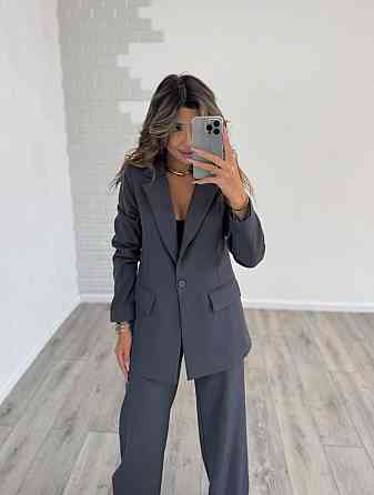 Женский стильный классический костюм двойка, костюмка Графит, 46/48 Одесса