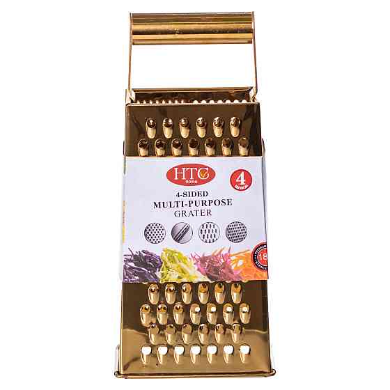 Терка ручна чотиристороння 11×8×24 (см) кухонна з нержавіючої сталі Золотиста HP-8-12 Коломия