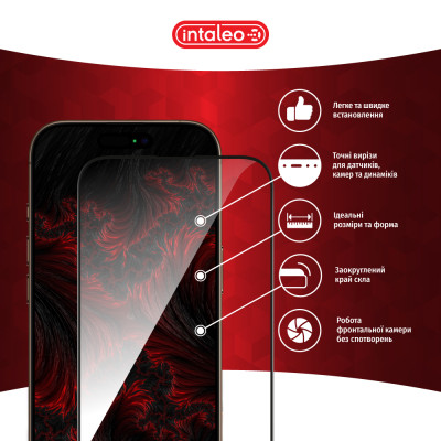 Стекло защитное Intaleo Full Glue Apple iPhone 16 Pro Black (1283126593802) Винница - изображение 3