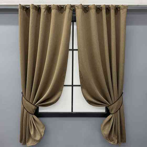 Комплект коротких штор VR-Textil Блэкаут двусторонний Eclipsе № 1795ш Миндальный 130х170 см 2 шт (35-0392) Киев