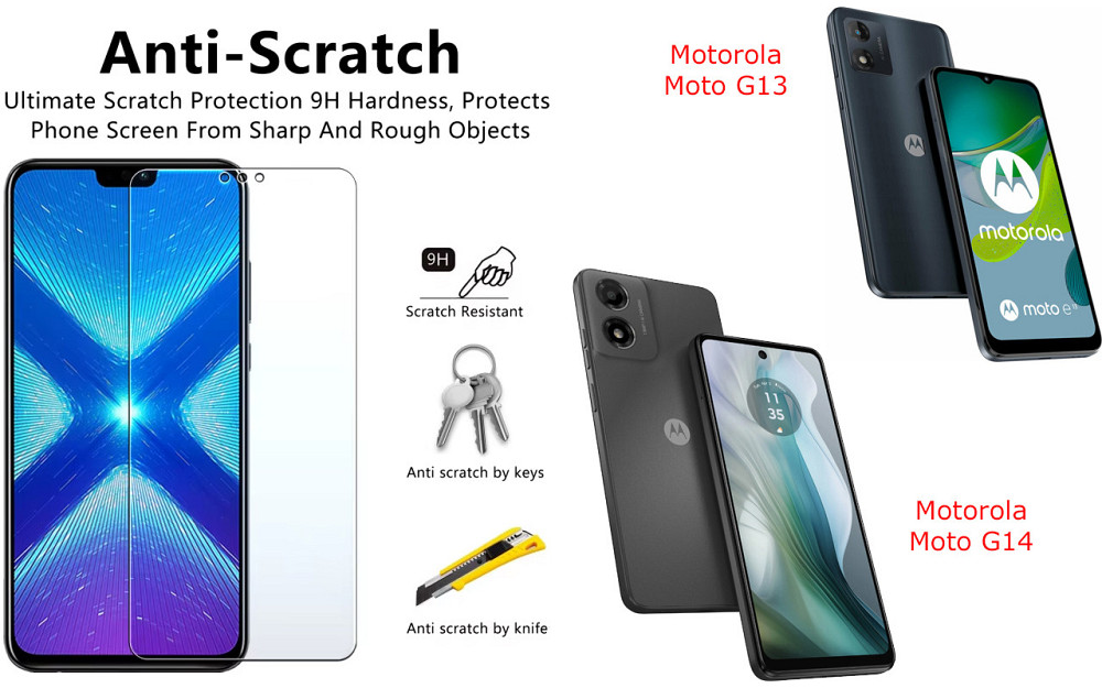 Защитное стекло NeoGlass для Motorola Moto G13, Moto G14 – ультрапрозрачное и устойчивое Киев - изображение 1