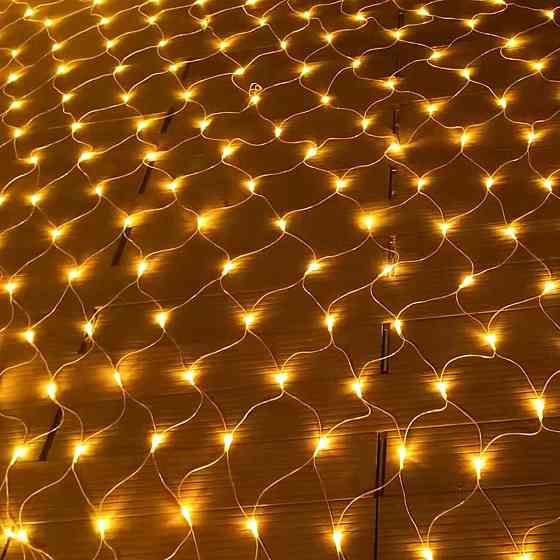 Гірлянда світлодіодна новорічна тепла біла Сітка 120 LED 1.7x1.5м святкова прикраса Київ