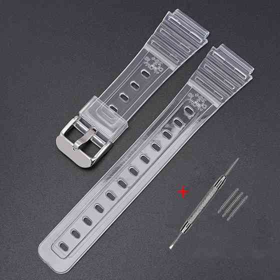 Ремінець для Casio G-Shock F-84/94/105,F-91W,AE1300 Jelly Transparent Silver SBR Київ