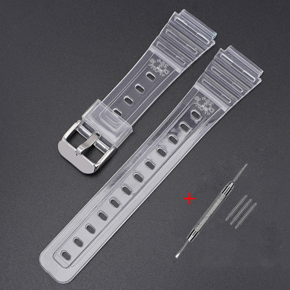 Ремінець для Casio G-Shock F-84/94/105,F-91W,AE1300 Jelly Transparent Silver SBR Київ - фото 1