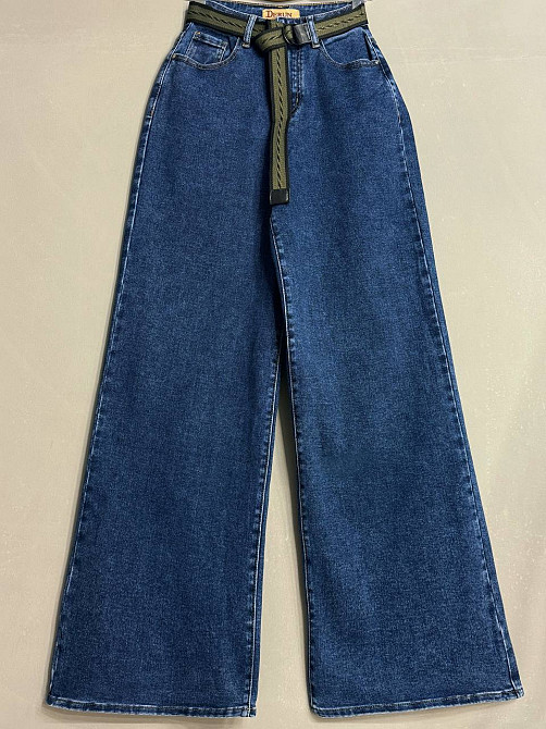Джинсы женские Derun 8199 палаццо широкие с ремнем синие, синий, 25, 25, 64 см, 96 см Киев - изображение 9