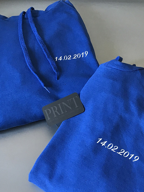 Яскраво сині Парні толстовки для хлопця та дівчини з датою Вашої річниці Чернівці - фото 1