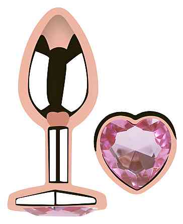 Анальна пробка з кристалом EGZO - Rose Gold Heart Plug Pink size S Sex Aura Київ