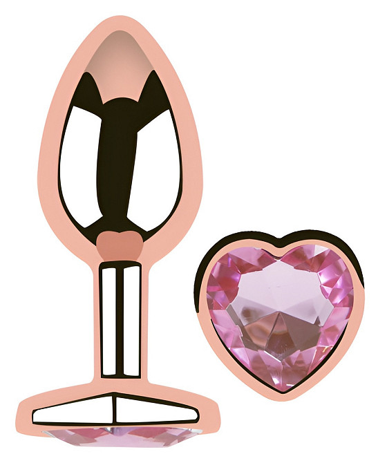 Анальна пробка з кристалом EGZO - Rose Gold Heart Plug Pink size S Sex Aura Київ - фото 2