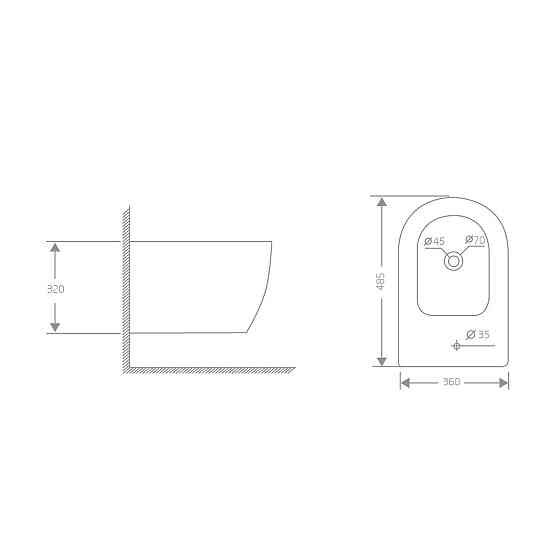 Біде підвісне Qtap Jay 485х360х320 мм White Київ