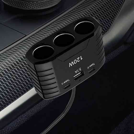 Автомобільний розгалужувач прикурювача (USB+2хType-C) 120W,CTC-604 SBR Київ