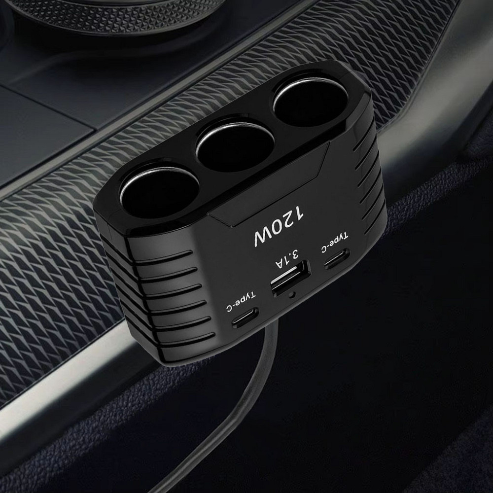 Автомобільний розгалужувач прикурювача (USB+2хType-C) 120W,CTC-604 SBR Київ - фото 5