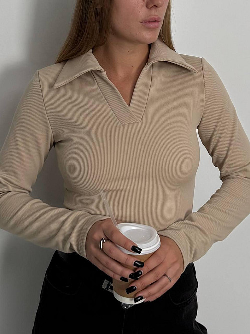 Женский базовый теплый гольф Рубчик на флисе с начесом Беж, 40/42 Одесса - изображение 1