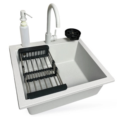 Мойка кухонная Adamant Univer Old stone + змішувач + дозатор + ополіскувач склянок + колан (4824296106610) Винница - изображение 1