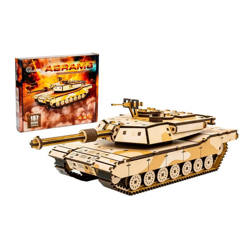 Дерев'яний 3D конструктор "Абрамс" Puz-00939, 187 деталей Вінниця - фото 1
