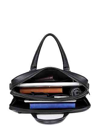 Чоловічий портфель для ноутбука Tiding Bag (38 х 28 х 9 см) з натуральної шкіри Чорний Київ